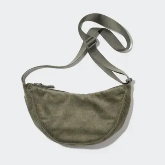 NWT Uniqlo Corduroy Round Crossbody Bag - Olive